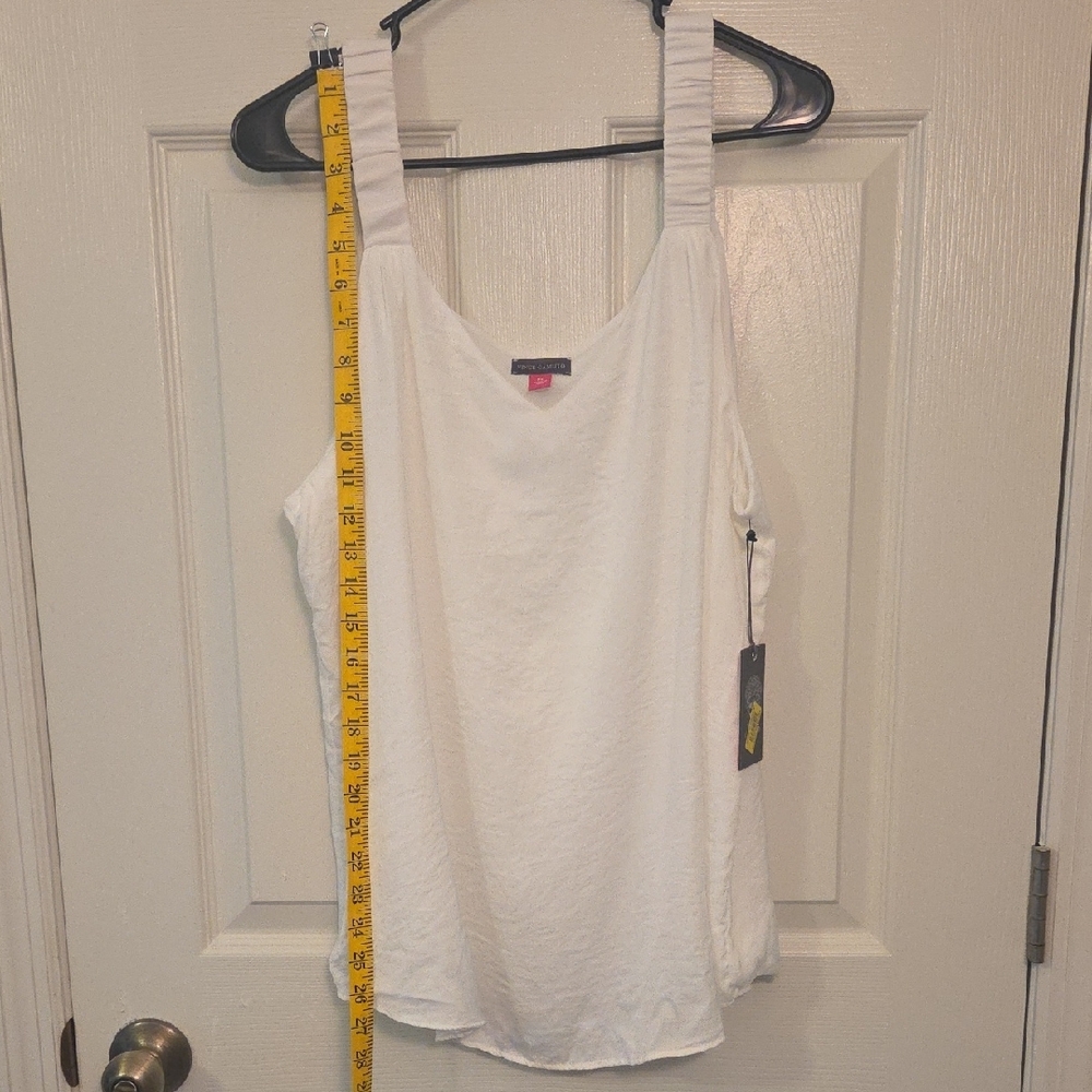 NWT Vince Camuto Cream Sleeveless Sheer Tank Top Shirt Cami Size XL - Picture 3 of 9